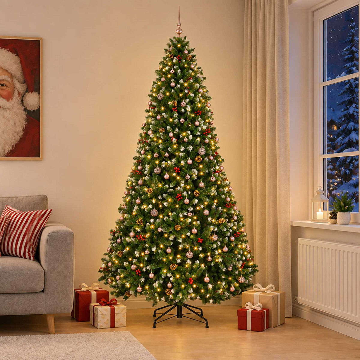 Kunstkerstboom groen met kerstballen 300 cm 600 LED's Warmwit is nu te koop bij PeponiXL, paradijselijk wonen!