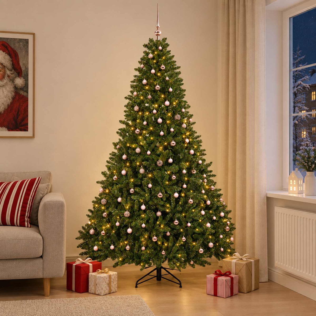 Kunstkerstboom lichtgroen met kerstballen 300 cm 600 LED's is nu te koop bij PeponiXL, paradijselijk wonen!
