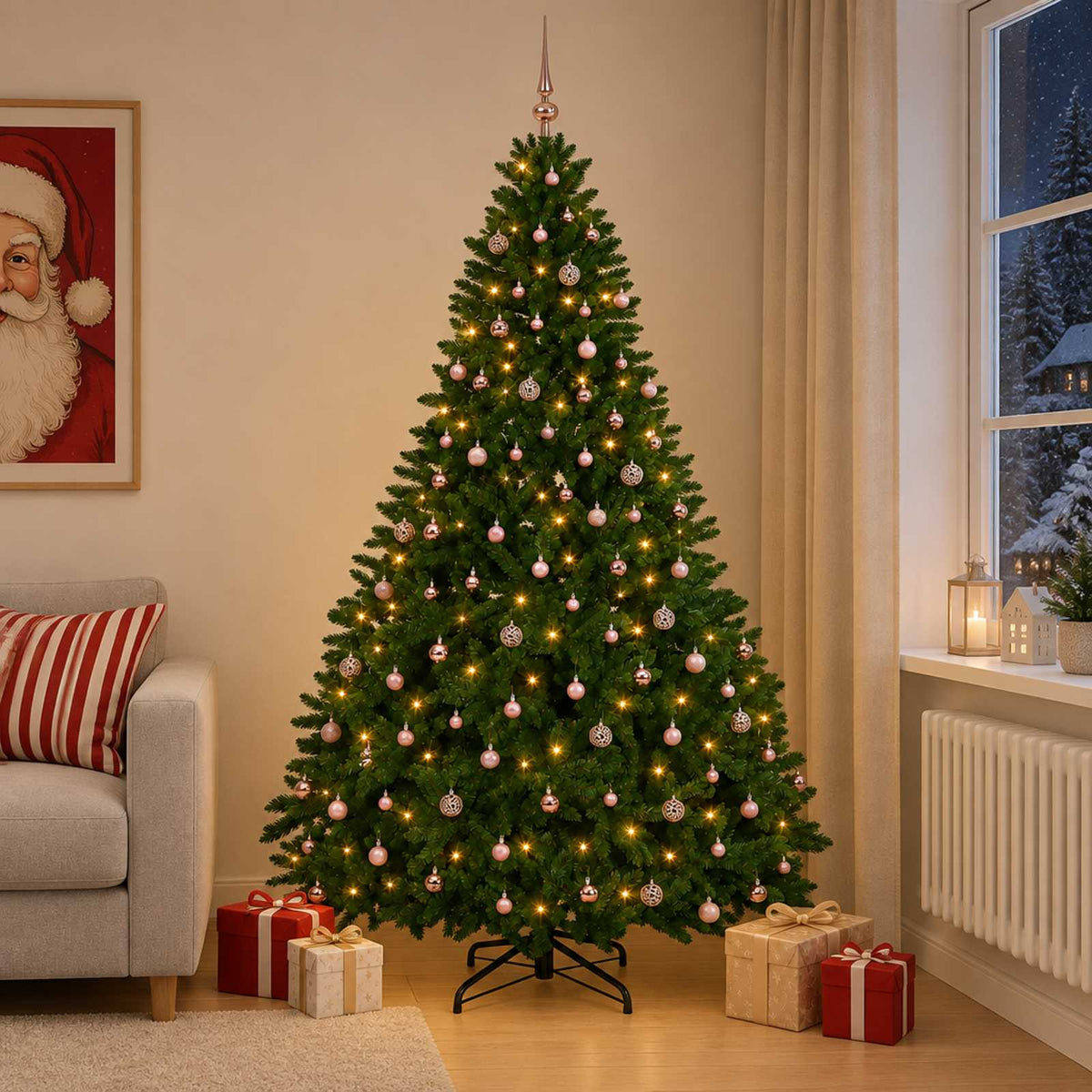 Kunstkerstboom middengroen met kerstbal 270 cm 600 LED's is nu te koop bij PeponiXL, paradijselijk wonen!