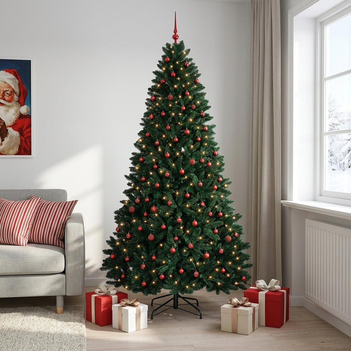 Kunstkerstboom donkergroen met kerstbal 300 cm 600 LED's is nu te koop bij PeponiXL, paradijselijk wonen!