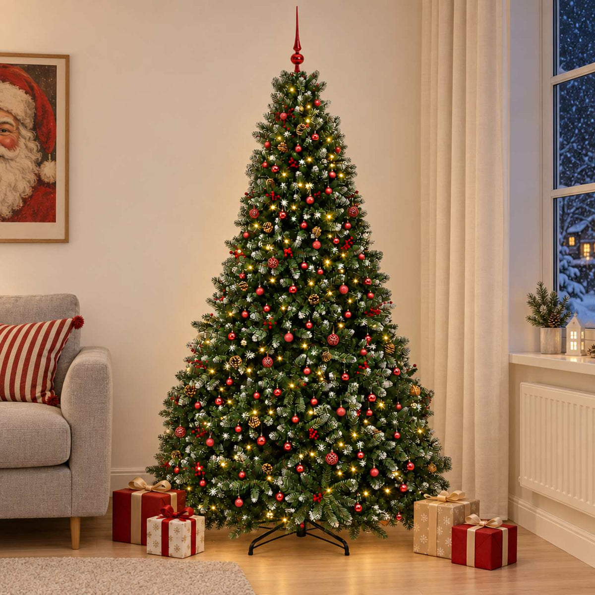 Kunstkerstboom groen met kerstbal 300 cm 600 LED's Warmwit is nu te koop bij PeponiXL, paradijselijk wonen!