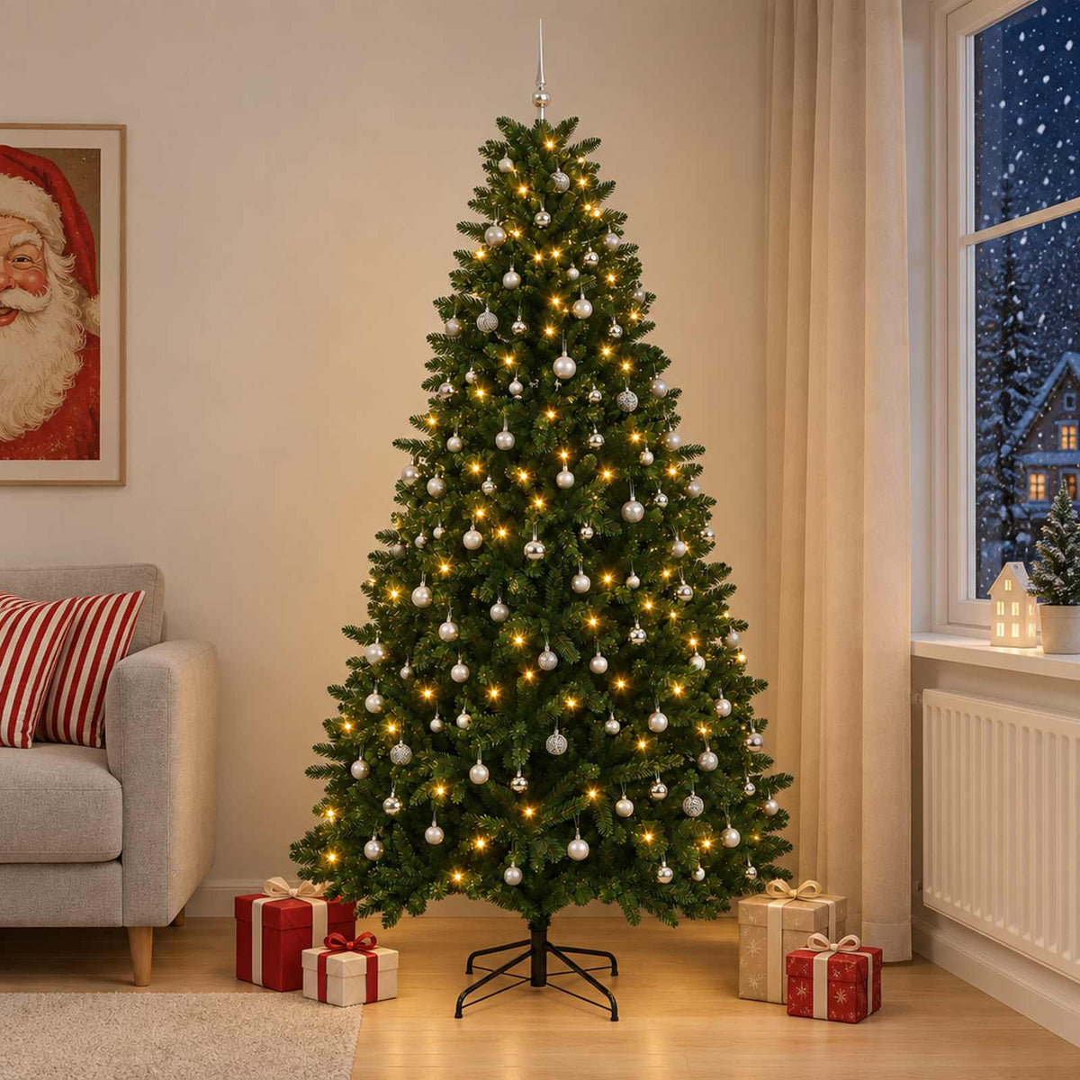Kunstkerstboom middengroen met kerstbal 270 cm 600 LED's is nu te koop bij PeponiXL, paradijselijk wonen!