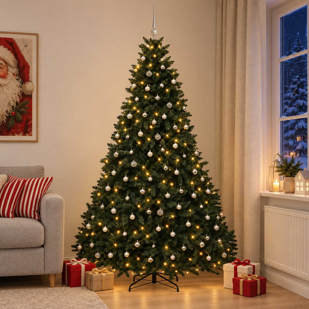 Kunstkerstboom donkergroen met kerstballen 270 cm 600 LED's is nu te koop bij PeponiXL, paradijselijk wonen!