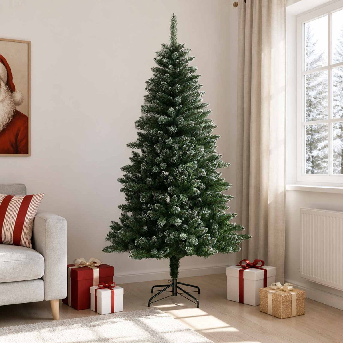 vidaXL Kunstmatige Inklapbare Kerstboom 210 cm PVC en Metaal Mat