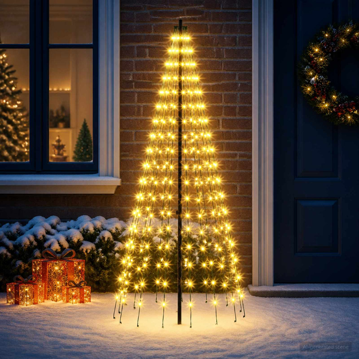 LED Kerstboom 165 cm 270 LED's Warmwit IJzer Zwart is nu te koop bij PeponiXL, paradijselijk wonen!