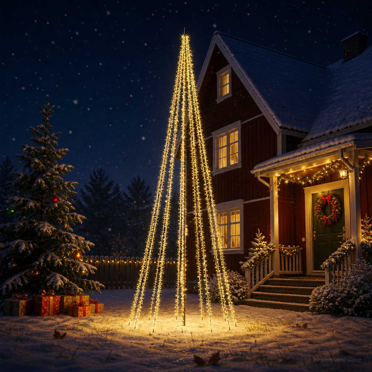 LED Kerstboom 385 cm 2460 LED's Warmwit Staal Zwart is nu te koop bij PeponiXL, paradijselijk wonen!