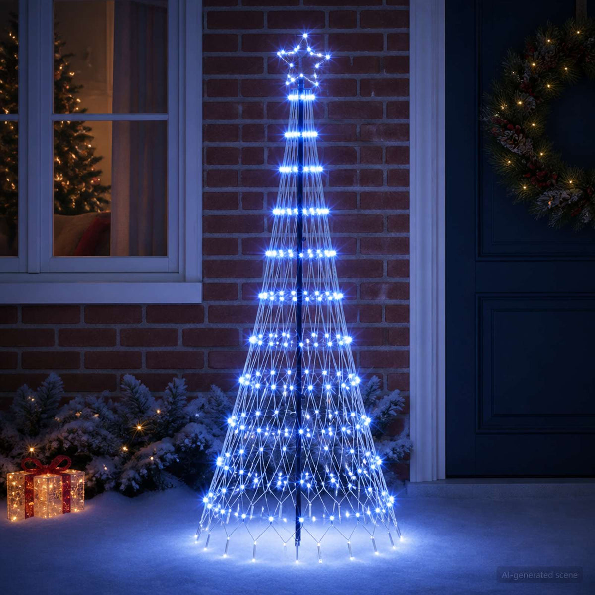 LED Kerstboom 180 cm 230 LED's Blauw IJzer Zwart is nu te koop bij PeponiXL, paradijselijk wonen!