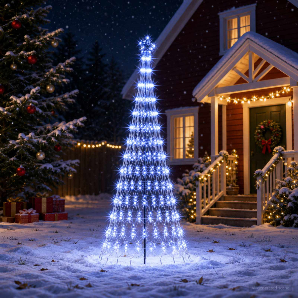 LED Kerstboom 250 cm 290 LED's Blauw IJzer Zwart is nu te koop bij PeponiXL, paradijselijk wonen!