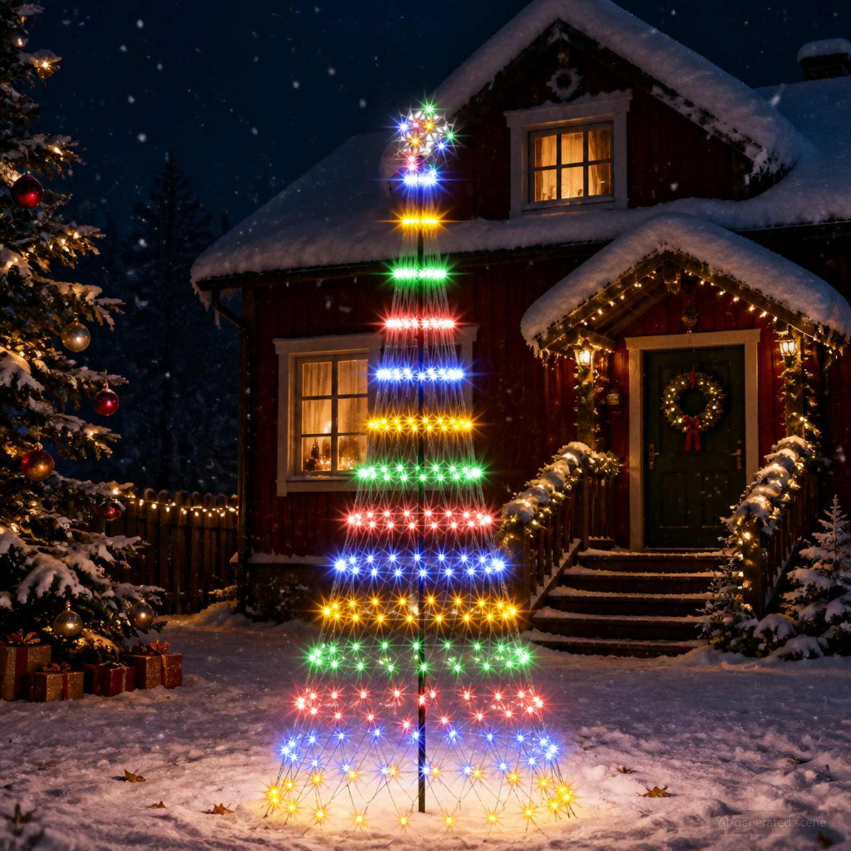 LED Kerstboom 250 cm 290 LED's Meerkleurig IJzer Zwart is nu te koop bij PeponiXL, paradijselijk wonen!