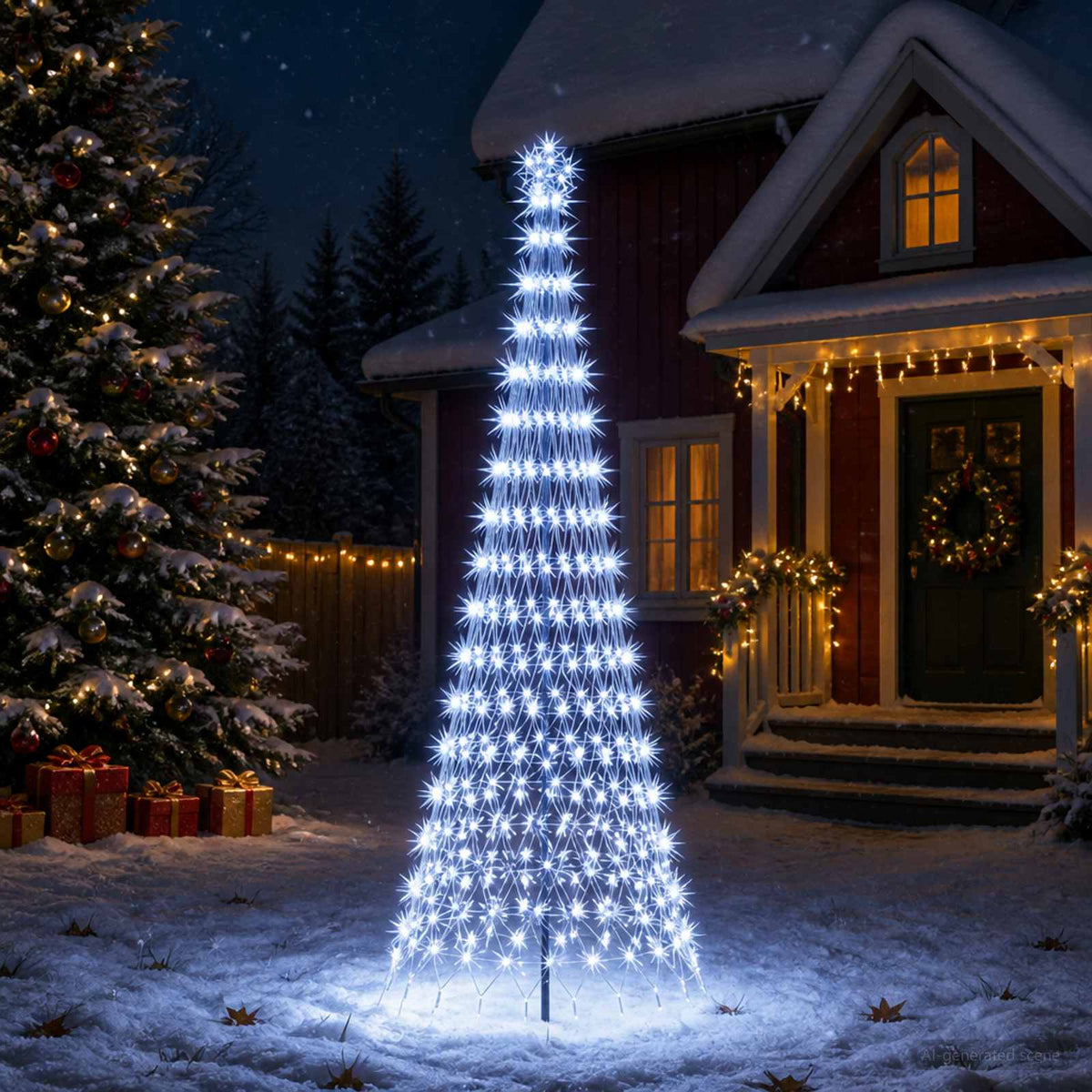 LED Kerstboom 300 cm 350 LED's Koudwit IJzer Zwart is nu te koop bij PeponiXL, paradijselijk wonen!