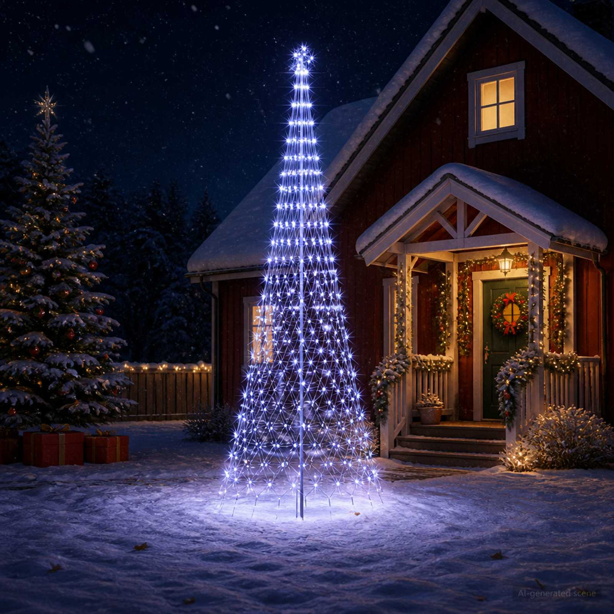 LED Kerstboom 400 cm 450 LED's Blauw IJzer Zwart is nu te koop bij PeponiXL, paradijselijk wonen!