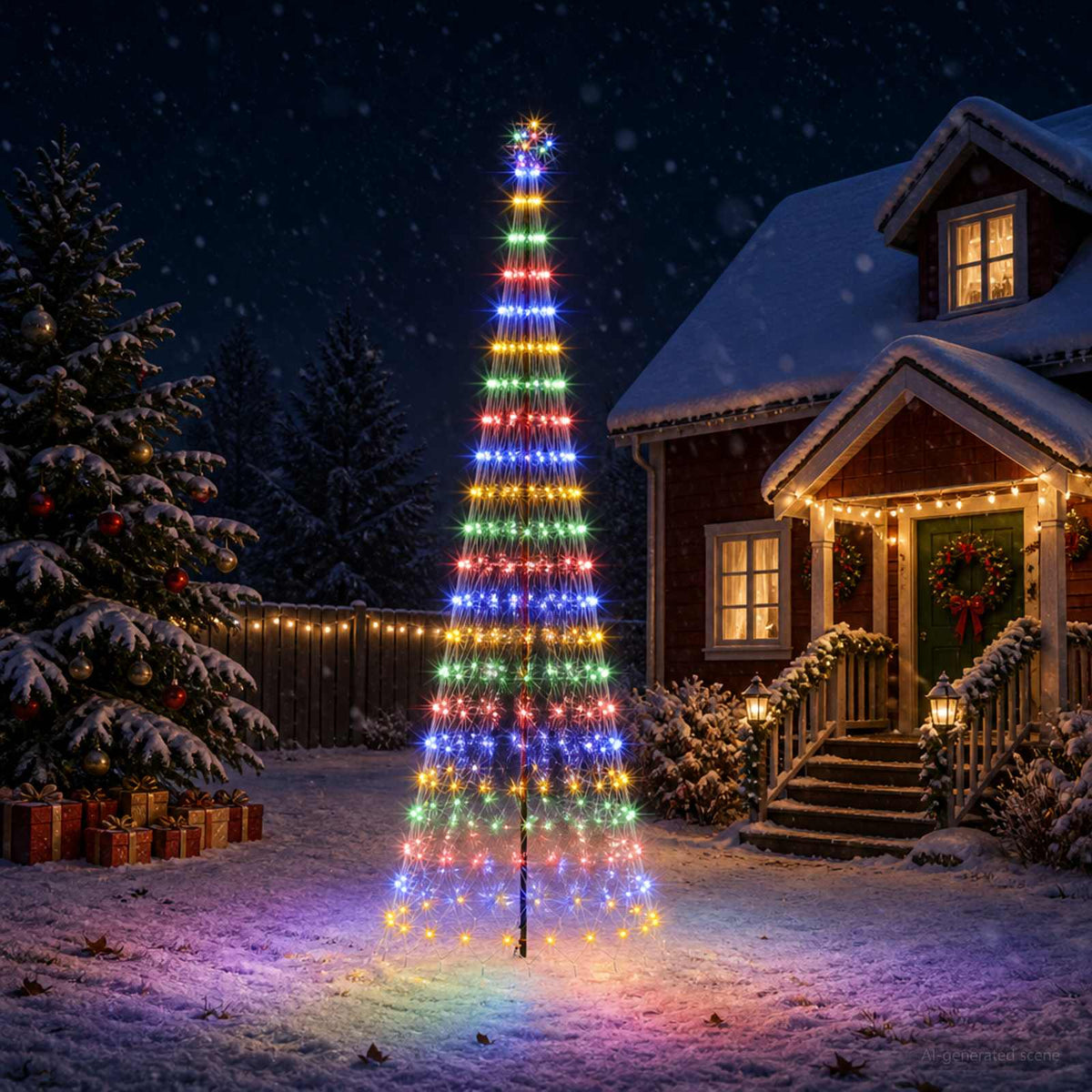 LED Kerstboom 400 cm 450 LED's Meerkleurig IJzer Zwart is nu te koop bij PeponiXL, paradijselijk wonen!