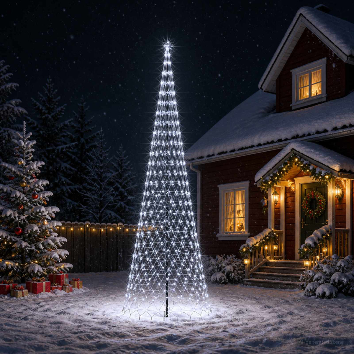 LED Kerstboom 500 cm 550 LED's Koudwit IJzer Zwart is nu te koop bij PeponiXL, paradijselijk wonen!