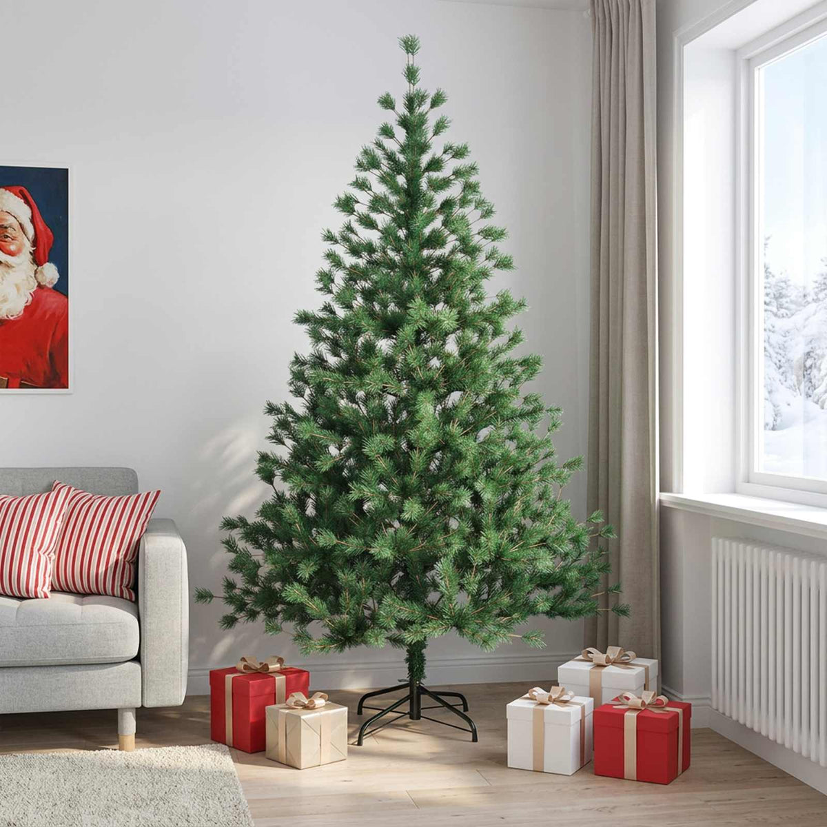 Kunstmatige Inklapbare Kerstboom 240 cm PVC en Metaal Groen is nu te koop bij PeponiXL, paradijselijk wonen!