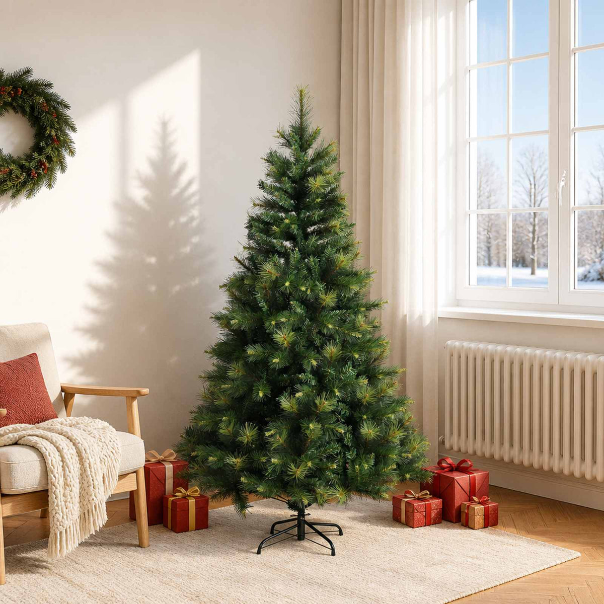 Kunstmatige Inklapbare Kerstboom 180 cm PVC en Metaal Groen is nu te koop bij PeponiXL, paradijselijk wonen!