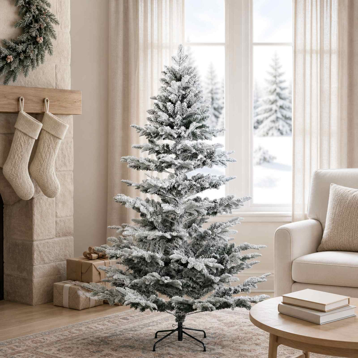 Kunstmatige Inklapbare Kerstboom 150 cm PE & PVC Groen en wit is nu te koop bij PeponiXL, paradijselijk wonen!
