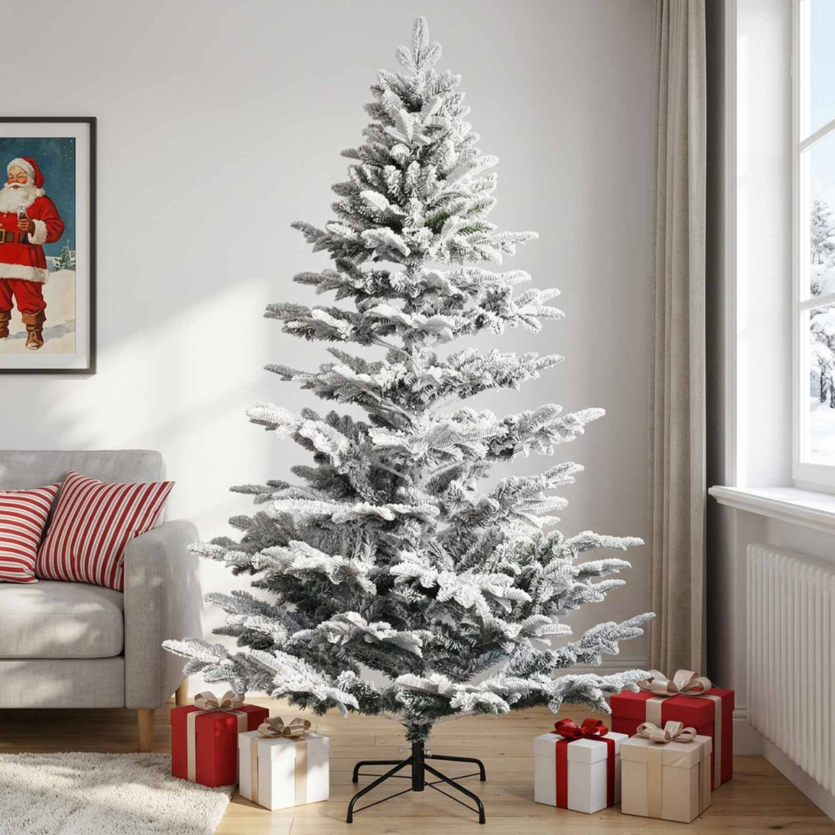 Kunstmatige Inklapbare Kerstboom 210 cm PE & PVC Groen en wit is nu te koop bij PeponiXL, paradijselijk wonen!