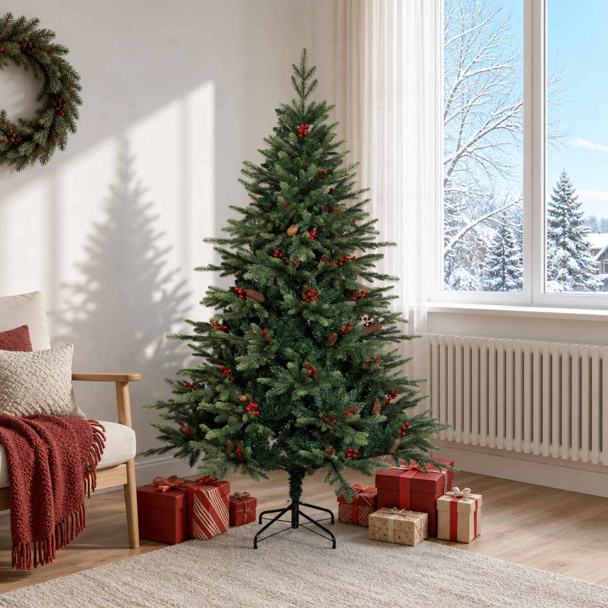 Kunstmatige Inklapbare Kerstboom 180 cm PVC en Metaal Groen is nu te koop bij PeponiXL, paradijselijk wonen!