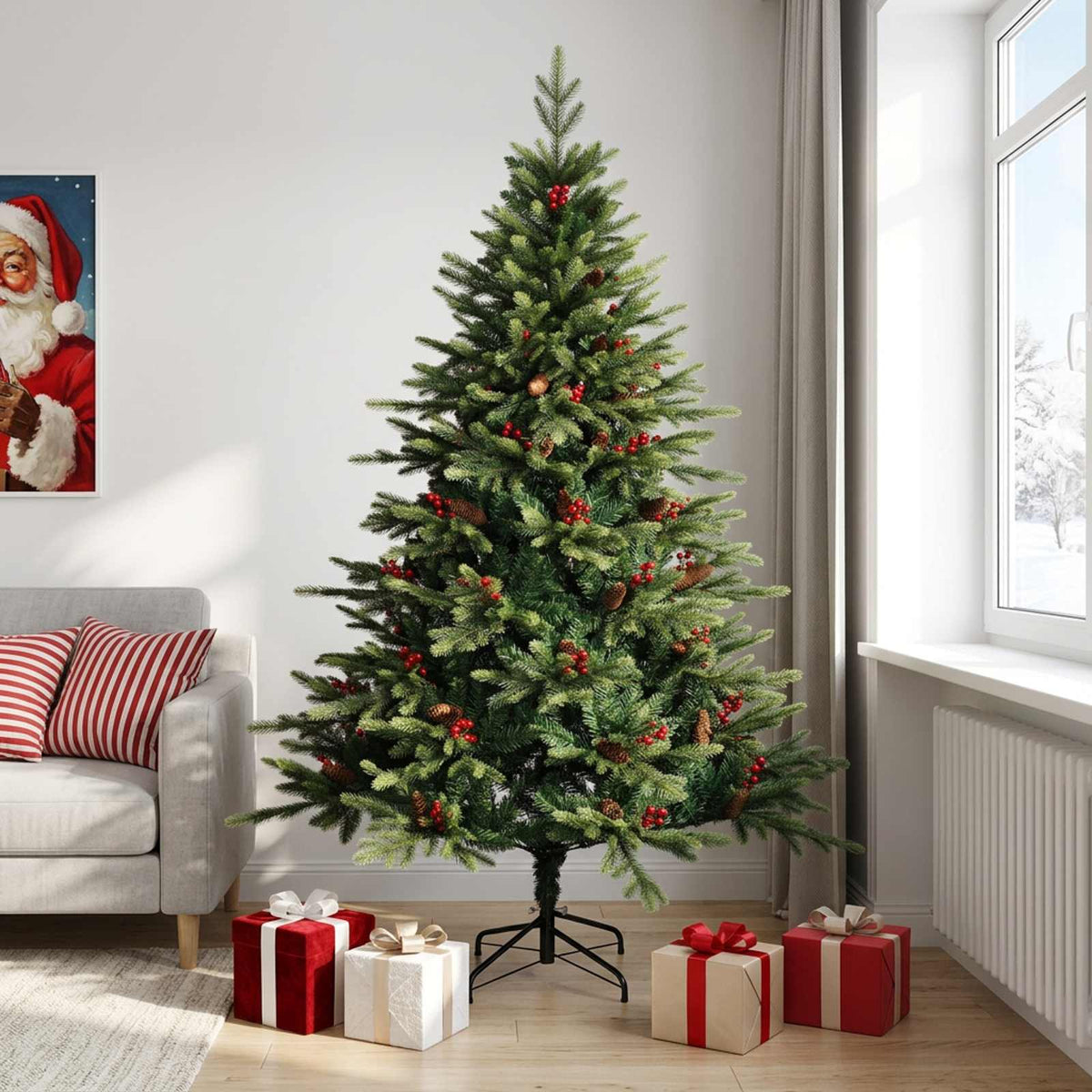 Kunstmatige Inklapbare Kerstboom 210 cm PVC en Metaal Groen is nu te koop bij PeponiXL, paradijselijk wonen!