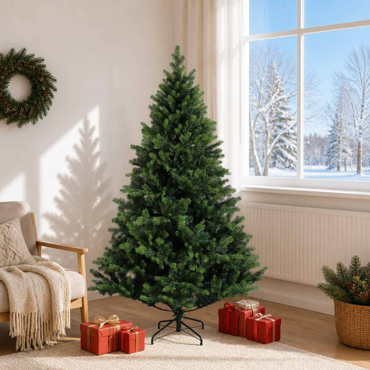 Kunstmatige Inklapbare Kerstboom 180 cm PVC en Metaal Groen is nu te koop bij PeponiXL, paradijselijk wonen!