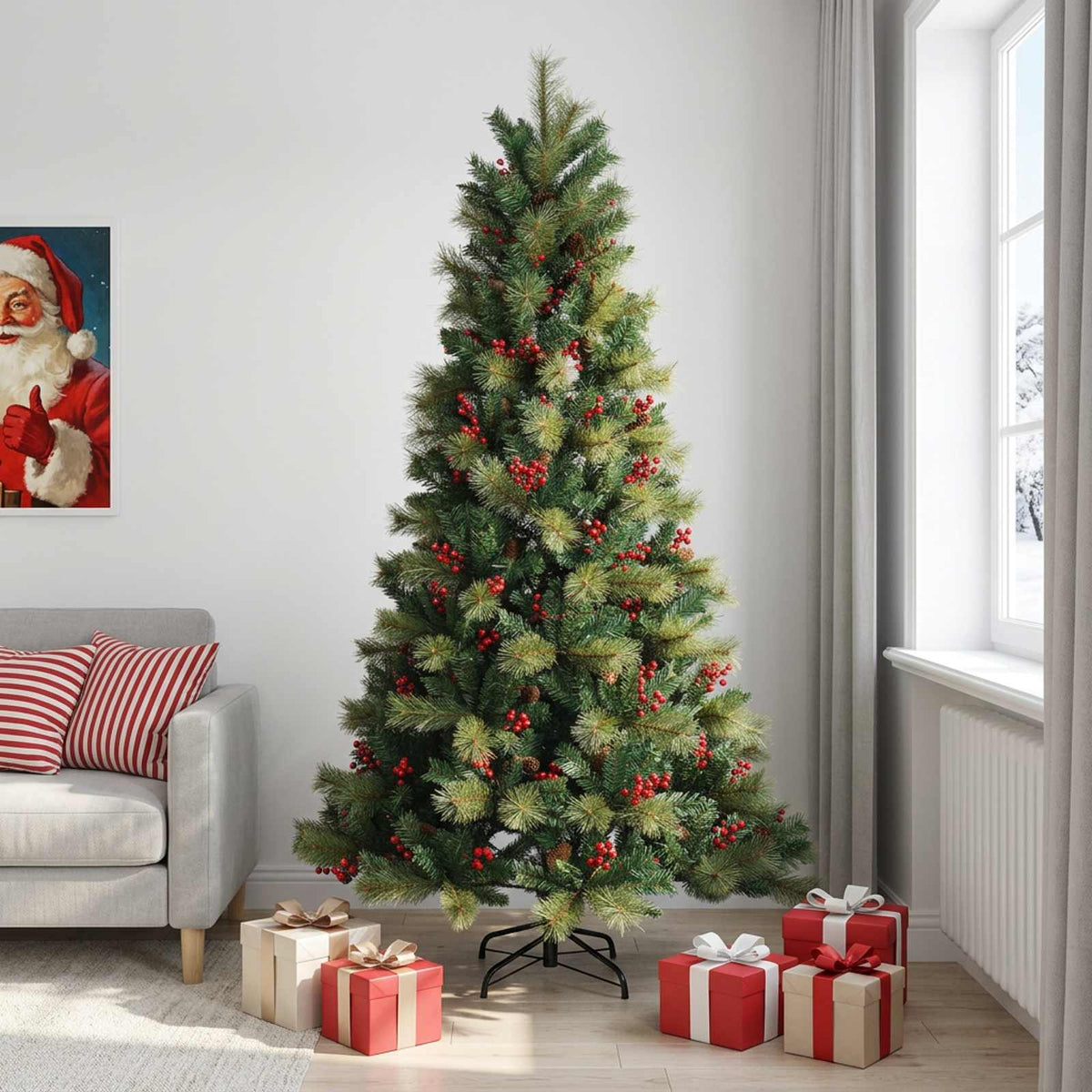 Kunstmatige Inklapbare Kerstboom 210 cm PVC en Metaal Groen is nu te koop bij PeponiXL, paradijselijk wonen!