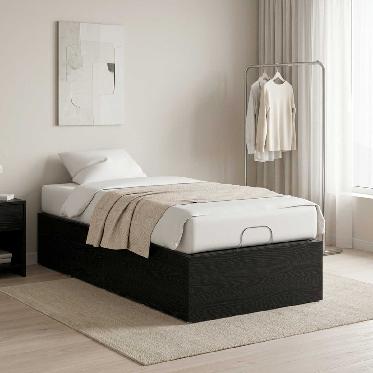 Bedombouw voor verstelbare bedbodem Zwart eiken 70 x 200 cm is nu te koop bij PeponiXL, paradijselijk wonen!