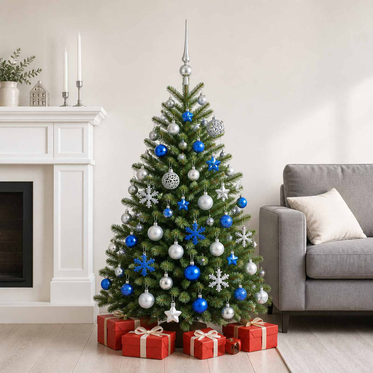 Kerstballen set 111 st Blauw en zilver 6 cm Polystyreen is nu te koop bij PeponiXL, paradijselijk wonen!