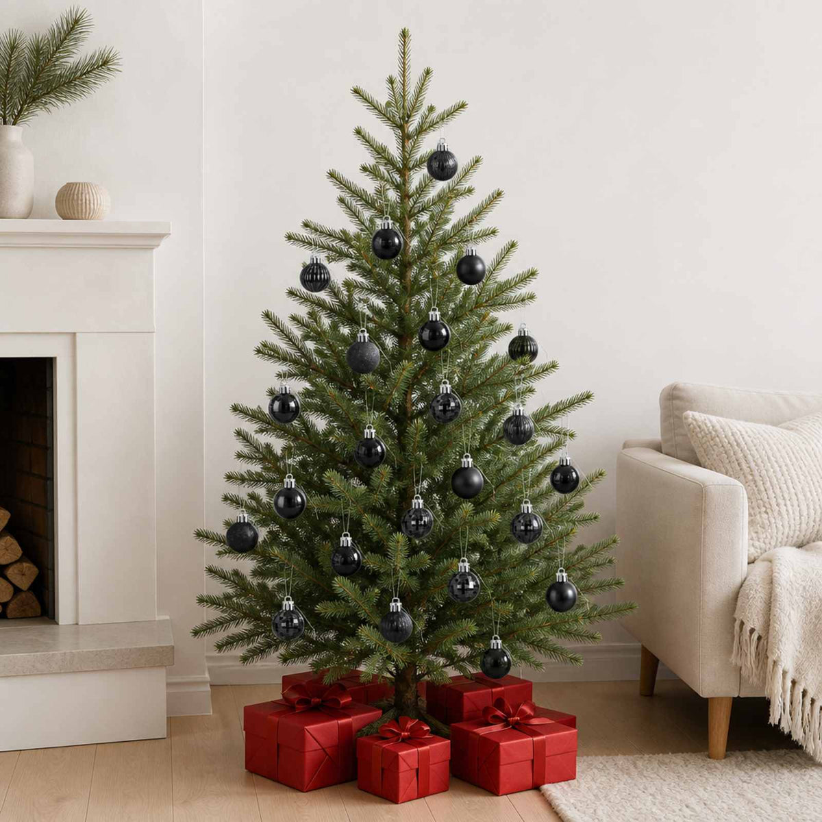 Kerstballen set 150 st Zwart 3 cm Polystyreen is nu te koop bij PeponiXL, paradijselijk wonen!