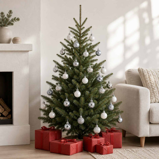 vidaXL Kerstballen set 150 st Wit en Grijs 3 cm Polystyreen