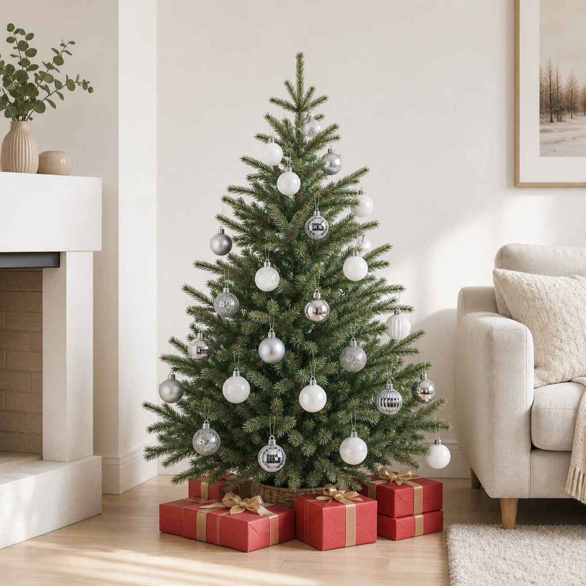 Kerstballen set 100 st Wit en Grijs 4 cm Polystyreen is nu te koop bij PeponiXL, paradijselijk wonen!