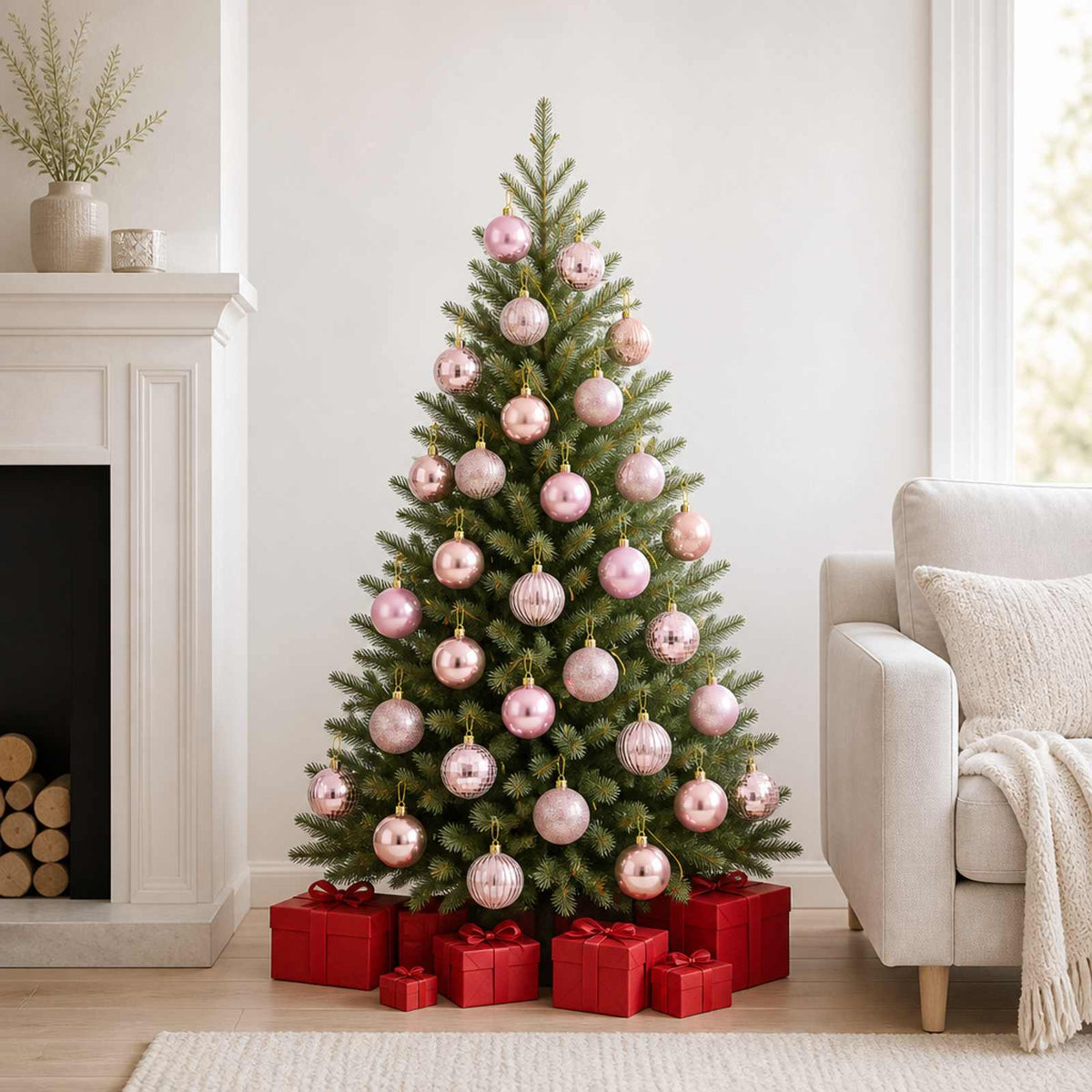 Kerstballen set 75 st Roze 6 cm Polystyreen is nu te koop bij PeponiXL, paradijselijk wonen!
