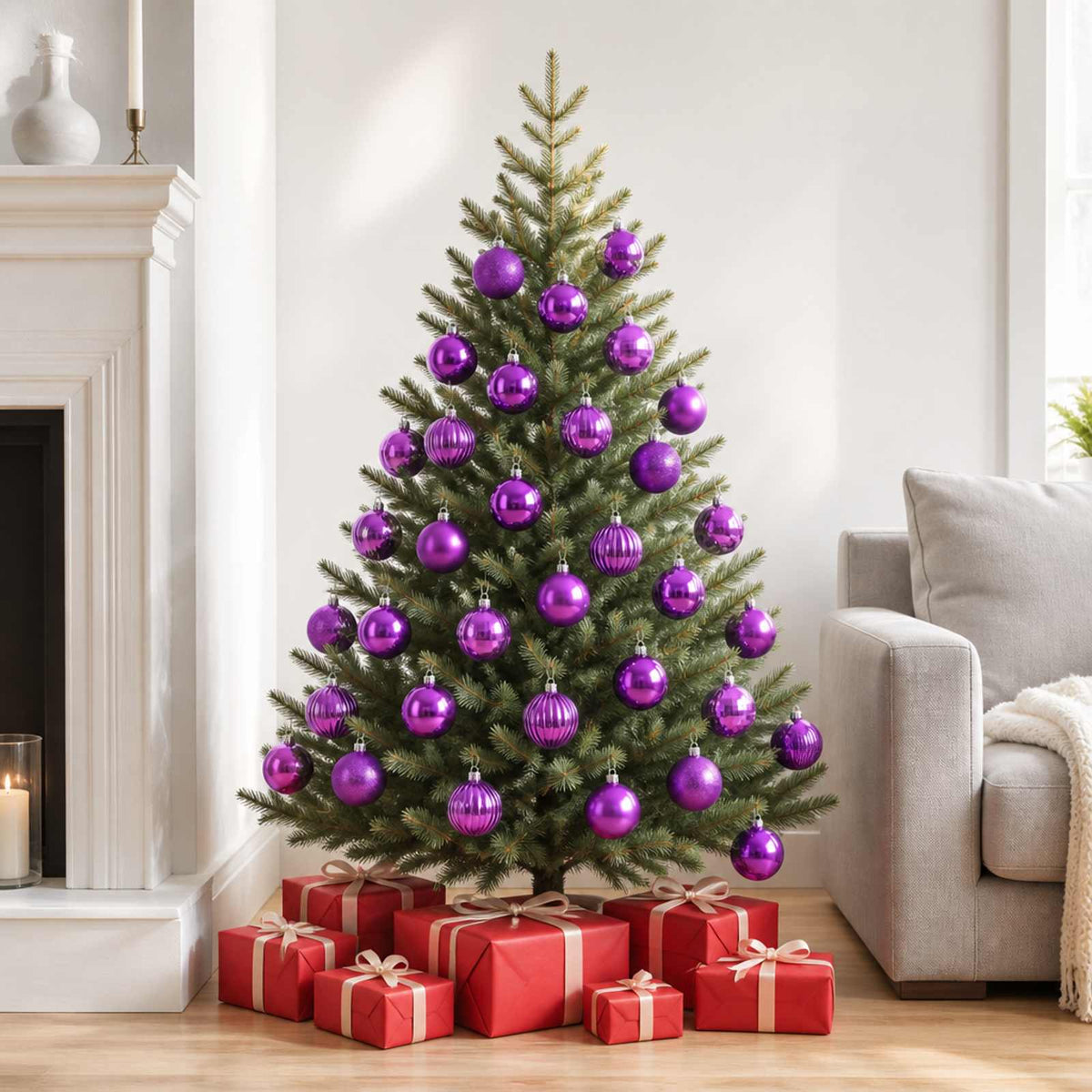 Kerstballen set 75 st Lila 6 cm Polystyreen is nu te koop bij PeponiXL, paradijselijk wonen!
