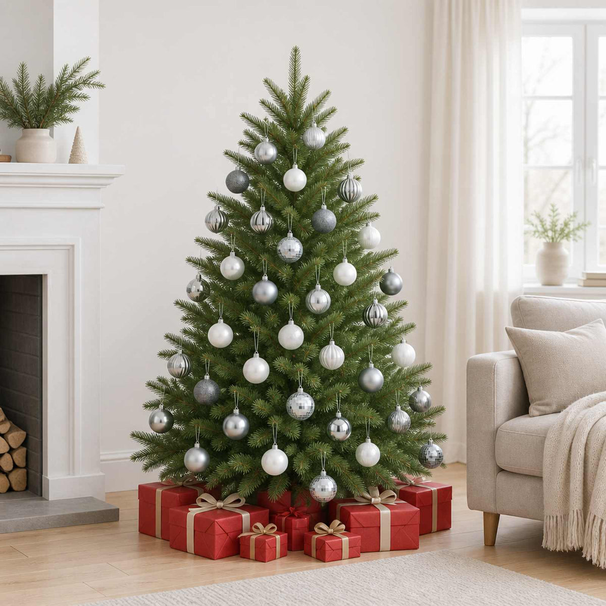 Kerstballen set 75 st Wit en Grijs 6 cm Polystyreen is nu te koop bij PeponiXL, paradijselijk wonen!