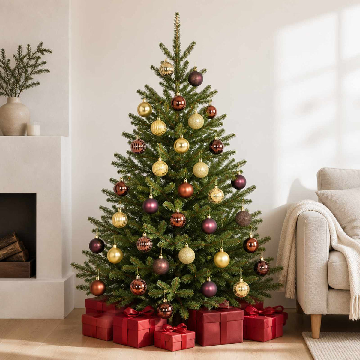 Kerstballen set 75 st Bruin en goud 6 cm Polystyreen is nu te koop bij PeponiXL, paradijselijk wonen!