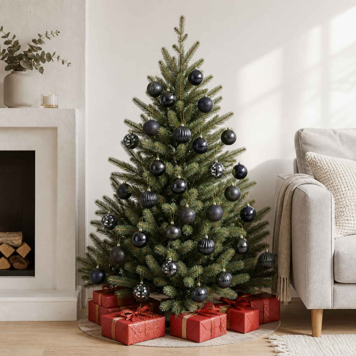 Kerstballen set 50 st Zwart 8 cm Polystyreen is nu te koop bij PeponiXL, paradijselijk wonen!