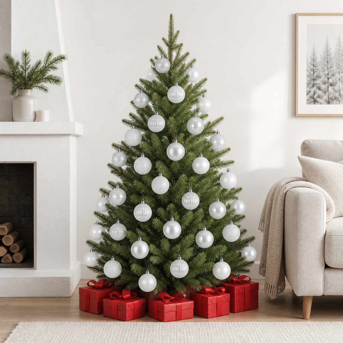 Kerstballen set 50 st Wit 8 cm Polystyreen is nu te koop bij PeponiXL, paradijselijk wonen!