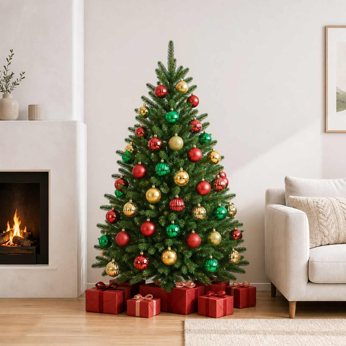 Kerstballen set 50 st Rood, goud en groen 8 cm Polystyreen is nu te koop bij PeponiXL, paradijselijk wonen!