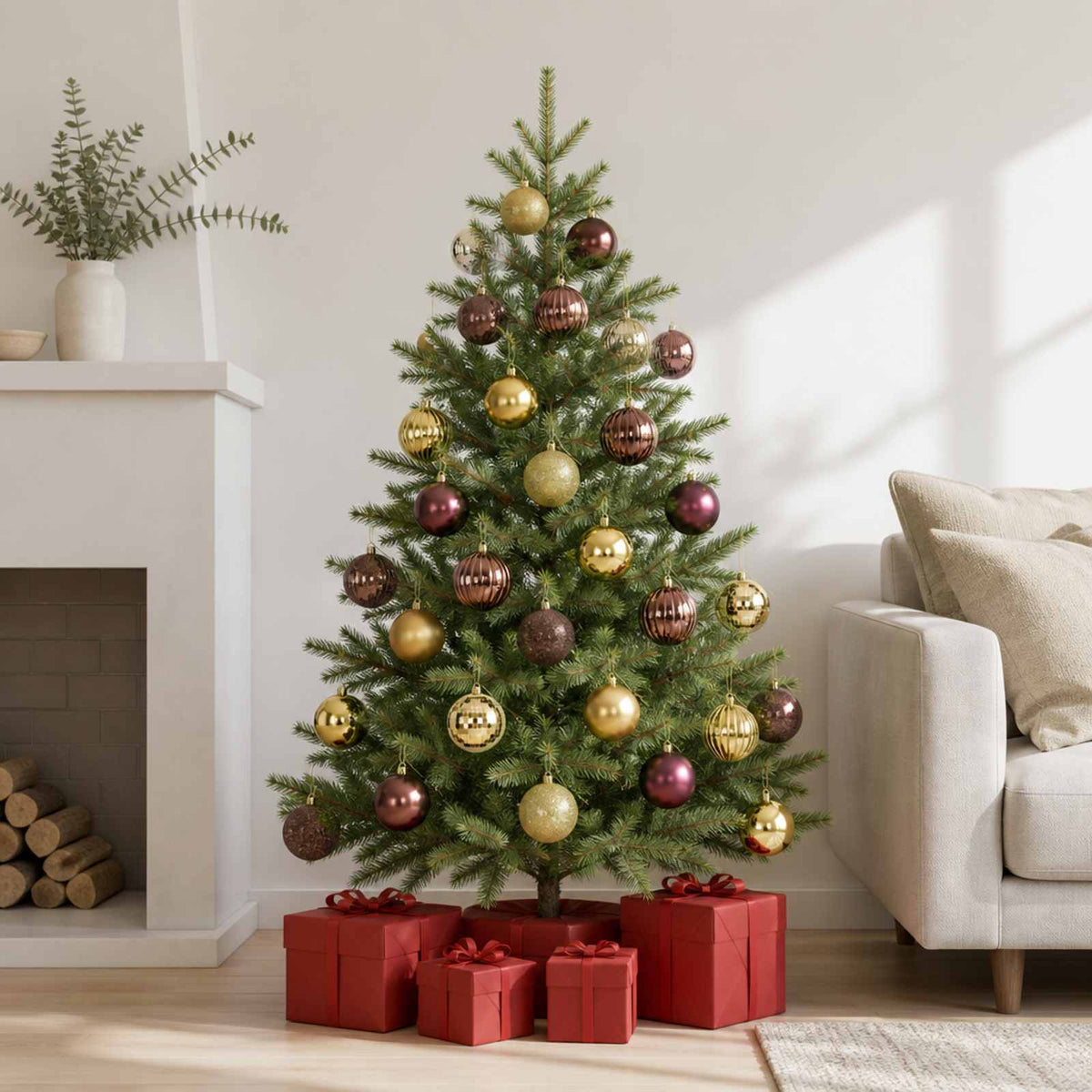 Kerstballen set 50 st Bruin en goud 8 cm Polystyreen is nu te koop bij PeponiXL, paradijselijk wonen!