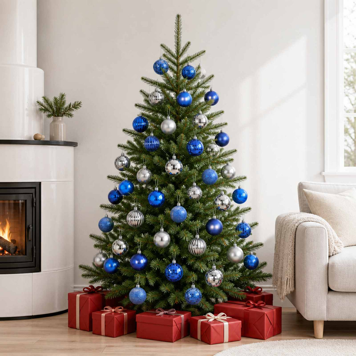 Kerstballen set 50 st Blauw en zilver 8 cm Polystyreen is nu te koop bij PeponiXL, paradijselijk wonen!