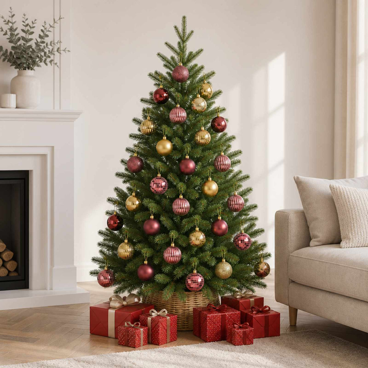 Kerstballen set 50 st Goud en wijnrood 8 cm Polystyreen is nu te koop bij PeponiXL, paradijselijk wonen!