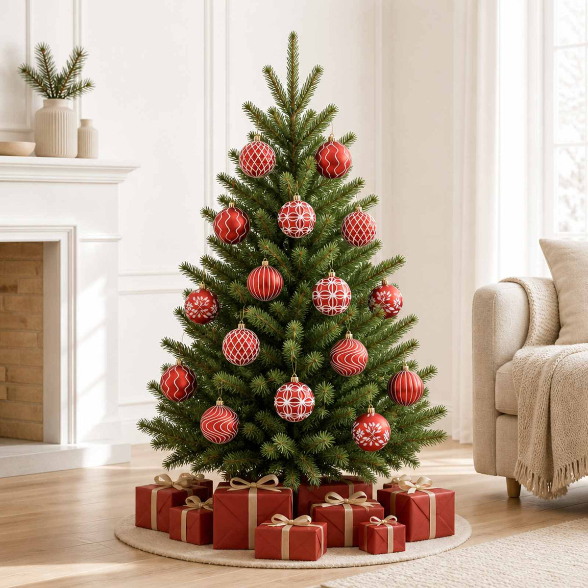 Kerstbalset XL 18 st Rood en Wit 8 cm Polystyreen is nu te koop bij PeponiXL, paradijselijk wonen!