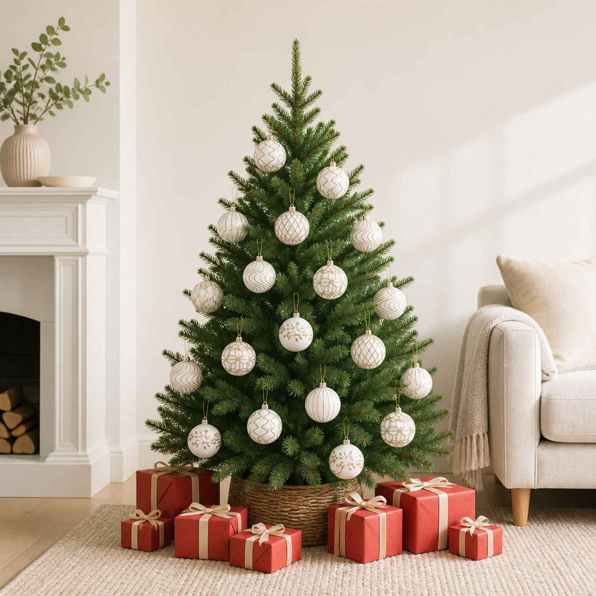 Kerstbalset XL 18 st Wit en Roze Goud 8 cm Polystyreen is nu te koop bij PeponiXL, paradijselijk wonen!