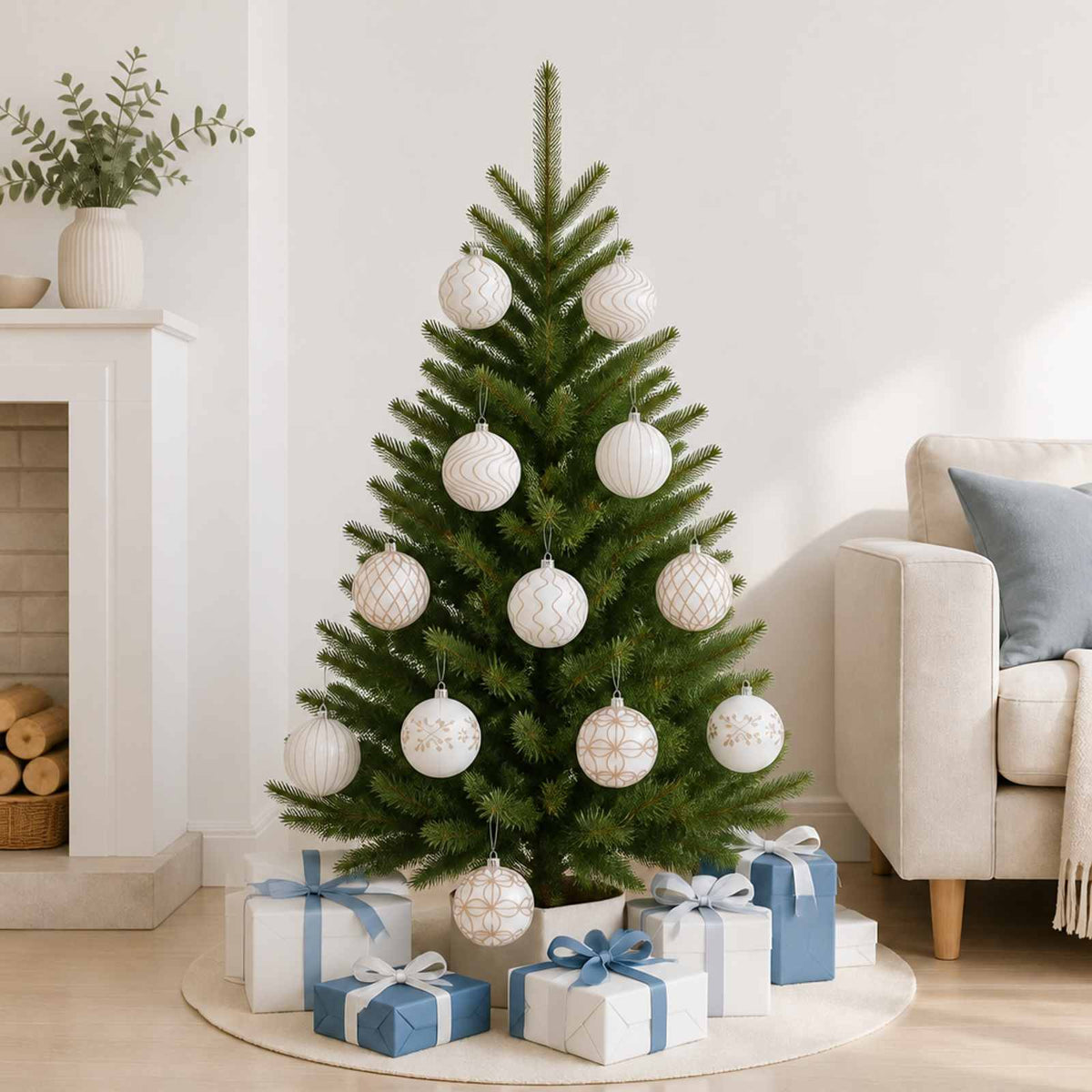 Kerstbalset XL 12 st Wit en Roze Goud 10 cm Polystyreen is nu te koop bij PeponiXL, paradijselijk wonen!