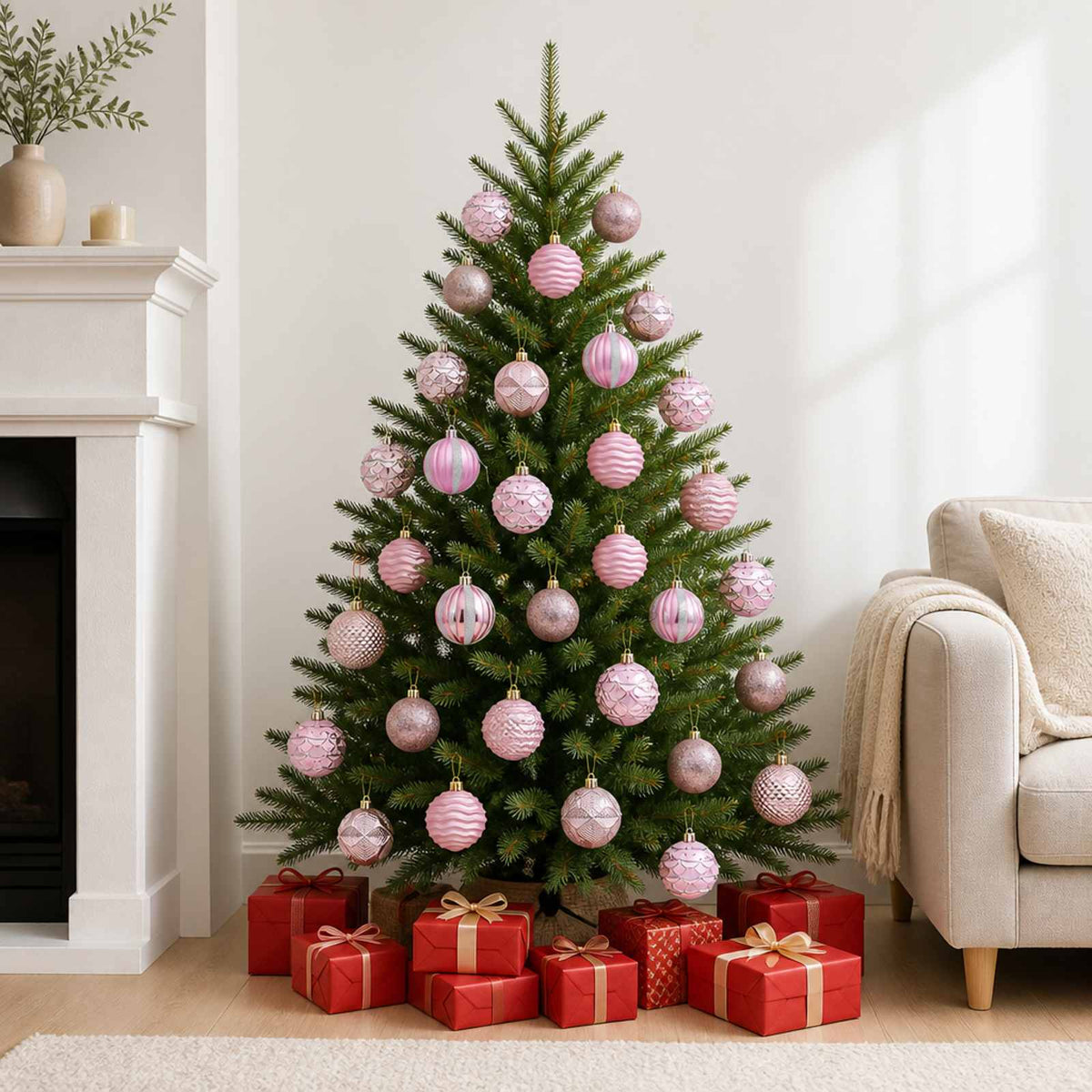 Kerstballen set 36 st Roze 6 cm Polystyreen is nu te koop bij PeponiXL, paradijselijk wonen!