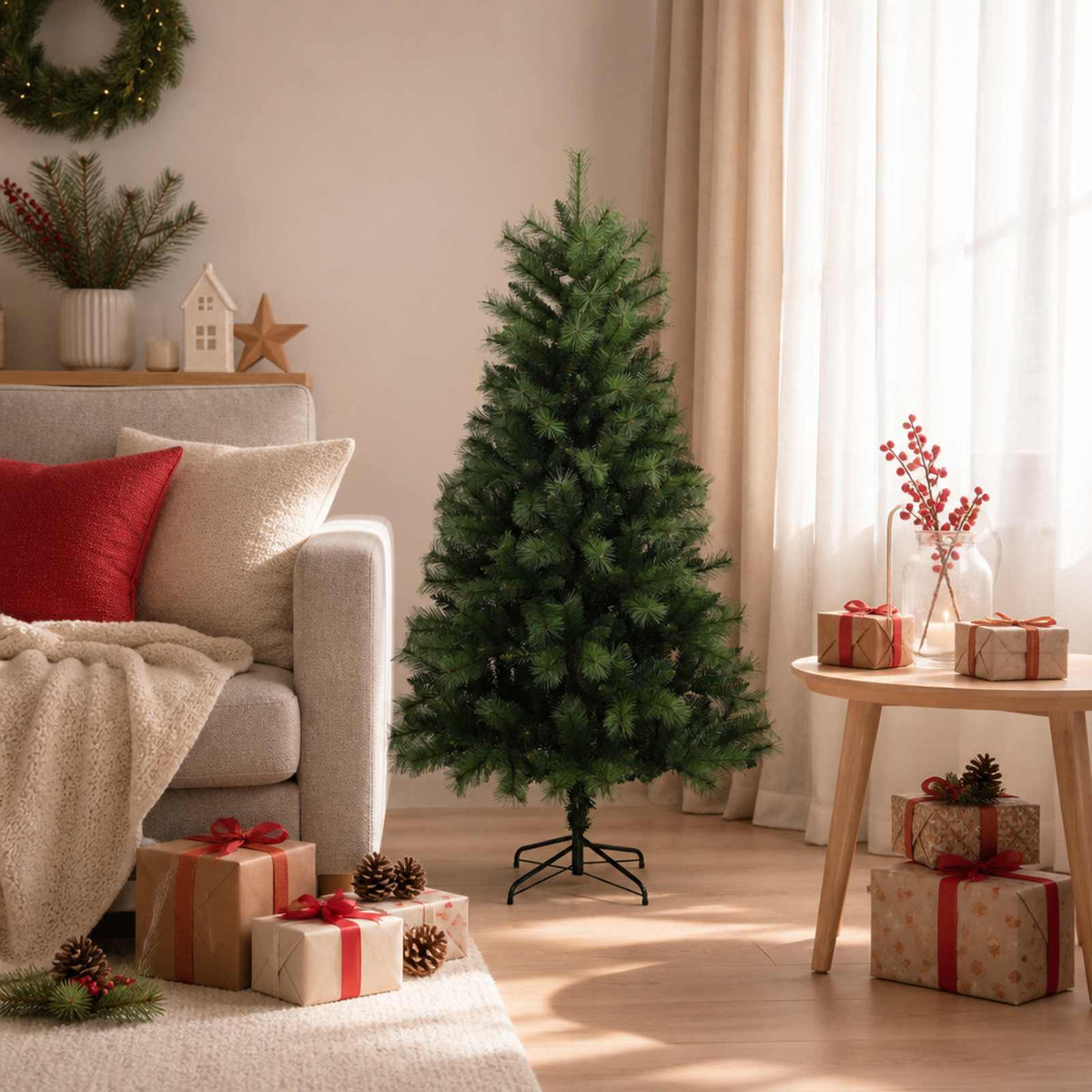 Kunstmatige Inklapbare Kerstboom 120 cm PVC en Metaal Groen is nu te koop bij PeponiXL, paradijselijk wonen!