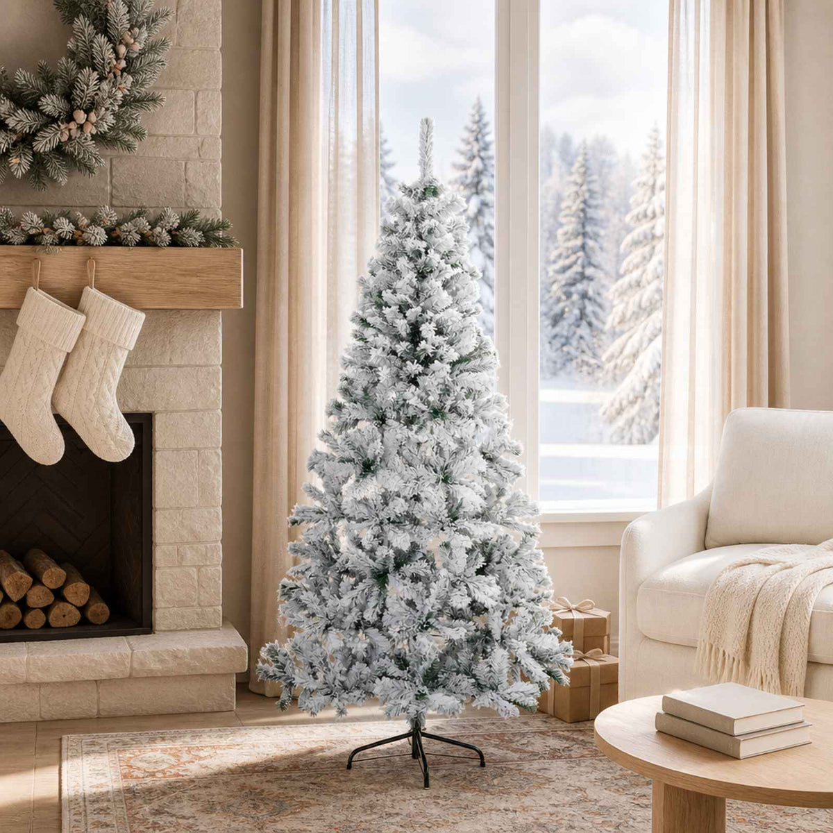 Kunstkerstboom 120 cm PVC en staal Groen en Wit is nu te koop bij PeponiXL, paradijselijk wonen!