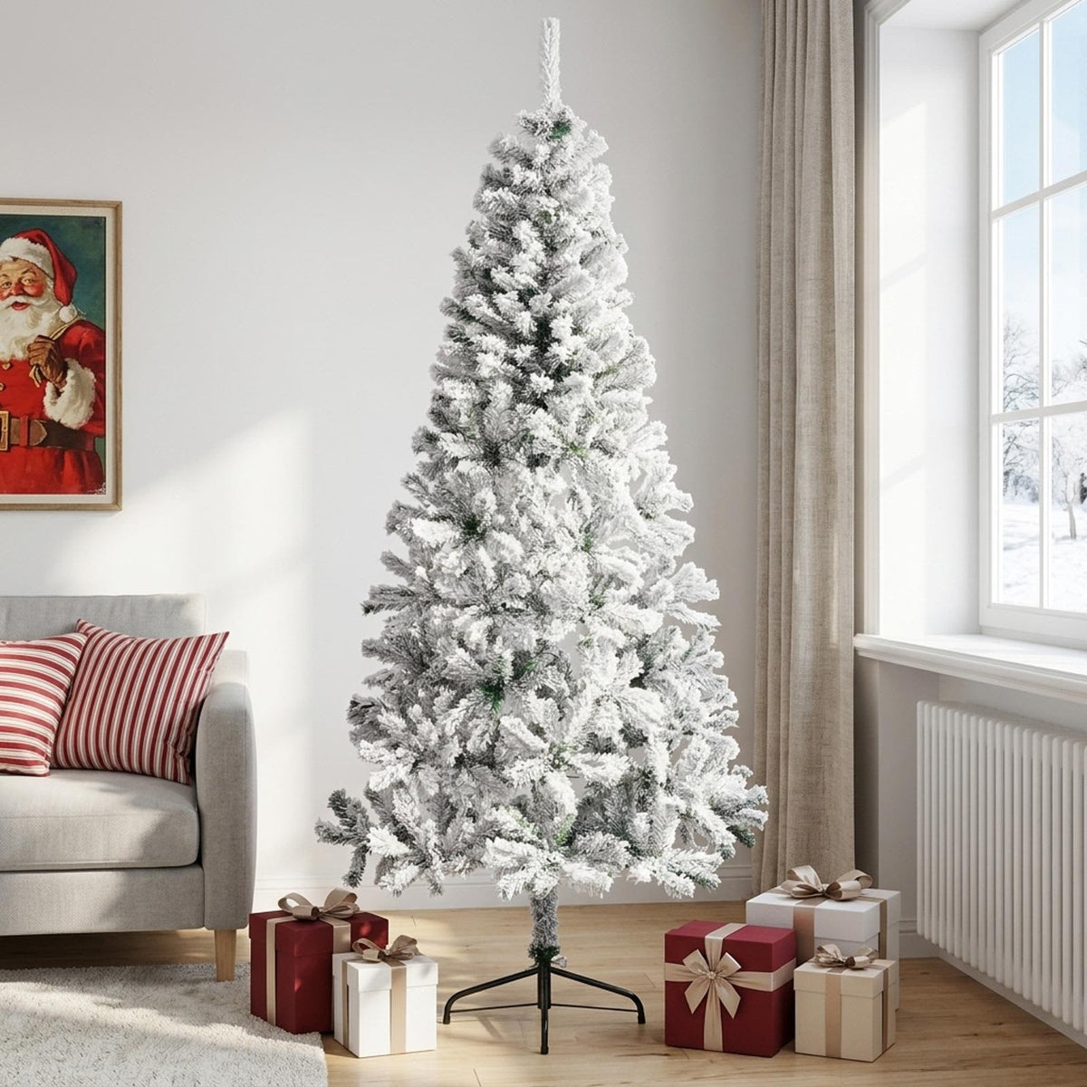 Kunstkerstboom 240 cm PVC en staal Groen en Wit is nu te koop bij PeponiXL, paradijselijk wonen!