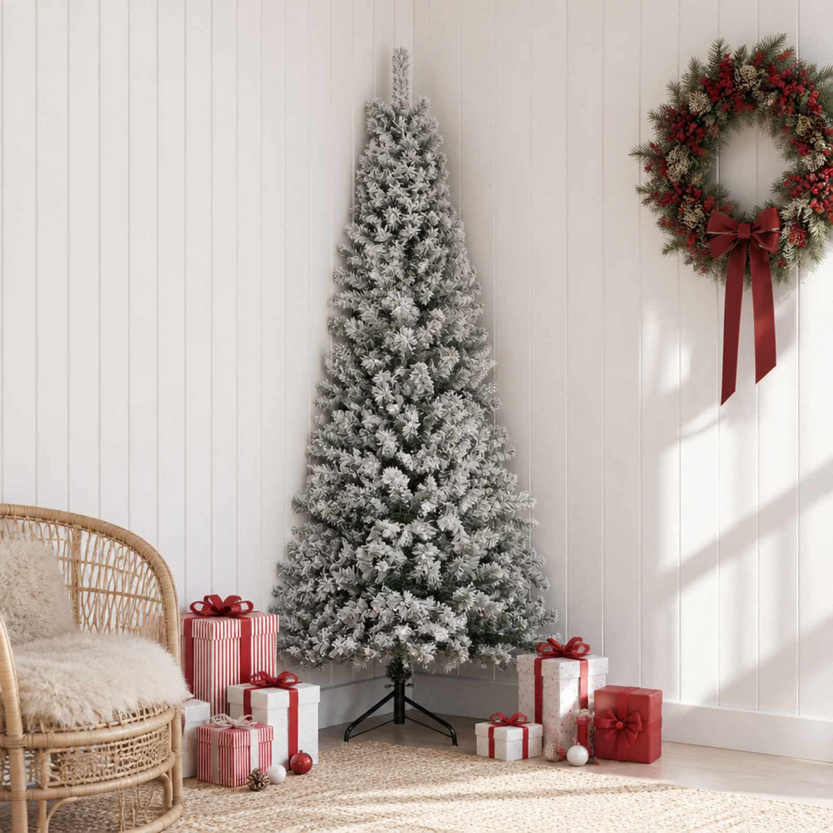 vidaXL Kunstkerstboom 150 cm PVC en staal Groen en Wit