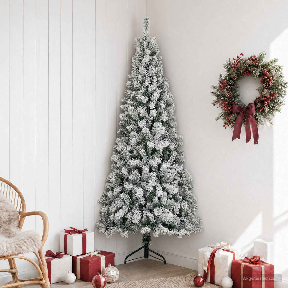 vidaXL Kunstkerstboom 180 cm PVC en staal Groen en Wit