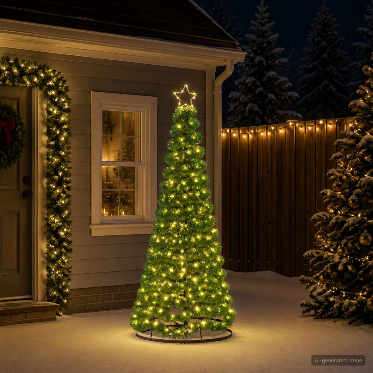 Led-tinselkerstboom met voet EKENAS 180 cm 220 LED's Warmwit is nu te koop bij PeponiXL, paradijselijk wonen!